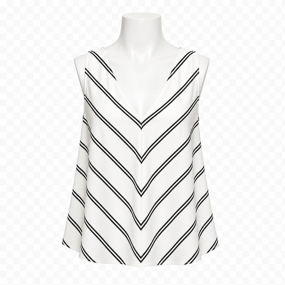 Club Monaco White Chevron Sleeveless Blouse – Size M